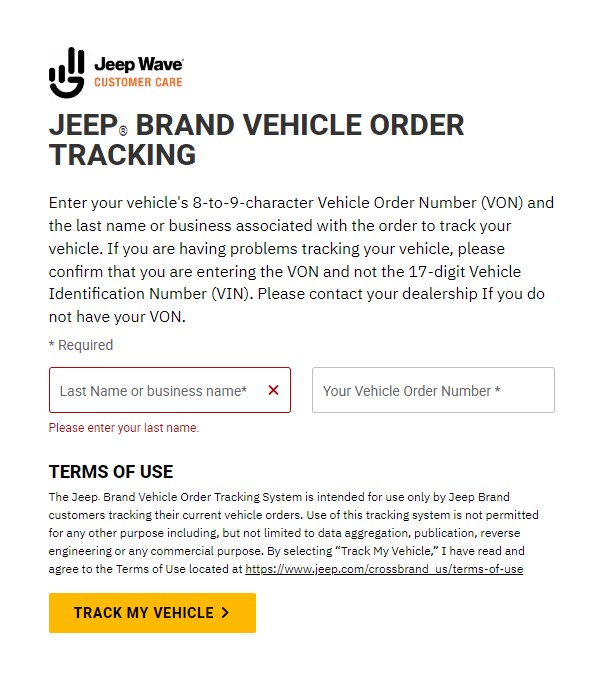 Jeep Order Tracking
